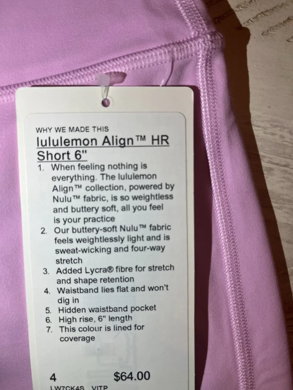 Lululemon Align High Rise Short 6
